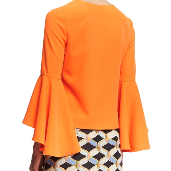 Milly New York Orange Cary Nicole Bell Sleeve Top - Picture 3 of 4